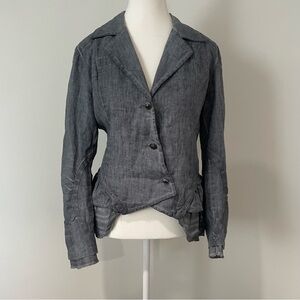 ANVRDIE Linen Blend Blazer Grey Wash Ruffle Steampunk Victorian Style Size S